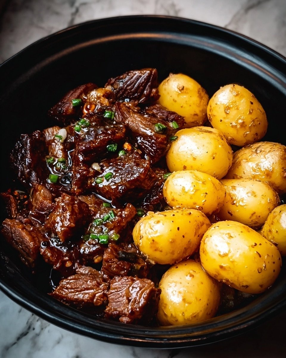Slow Cooker Garlic Butter Beef Bites with Potatoes Recipe - Recipe Image — Slow Cooker Garlic Butter Beef Bites with Potatoes, Garlic Butter Beef and Potatoes, Easy Slow Cooker Beef Dinner, Tender Beef and Potatoes Recipes, Comfort Food Beef Dish