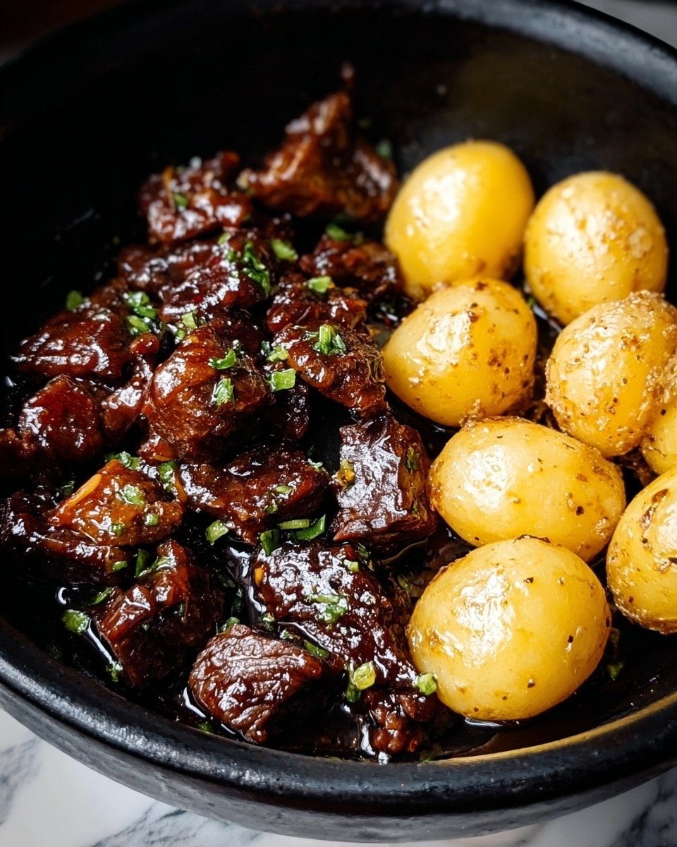 Slow Cooker Garlic Butter Beef Bites with Potatoes Recipe - Recipe Image — Slow Cooker Garlic Butter Beef Bites with Potatoes, Garlic Butter Beef and Potatoes, Easy Slow Cooker Beef Dinner, Tender Beef and Potatoes Recipes, Comfort Food Beef Dish