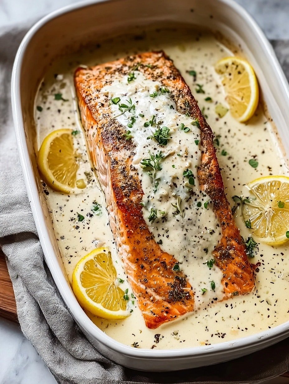 Baked Boursin Salmon Recipe - Recipe Image — Baked Boursin Salmon, Boursin Salmon recipe, healthy salmon dinner, easy salmon recipes, creamy salmon dish