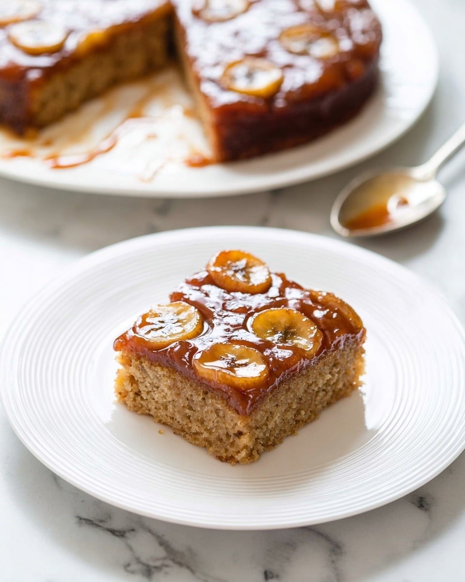 Banana Bread Cake with Caramelized Banana Topping Recipe - Recipe Image — Banana Bread Cake with Caramelized Banana Topping, banana bread dessert, caramelized banana dessert, easy banana cake recipe, moist banana cake with topping