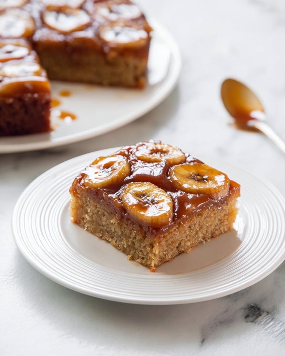 Banana Bread Cake with Caramelized Banana Topping Recipe - Recipe Image — Banana Bread Cake with Caramelized Banana Topping, banana bread dessert, caramelized banana dessert, easy banana cake recipe, moist banana cake with topping