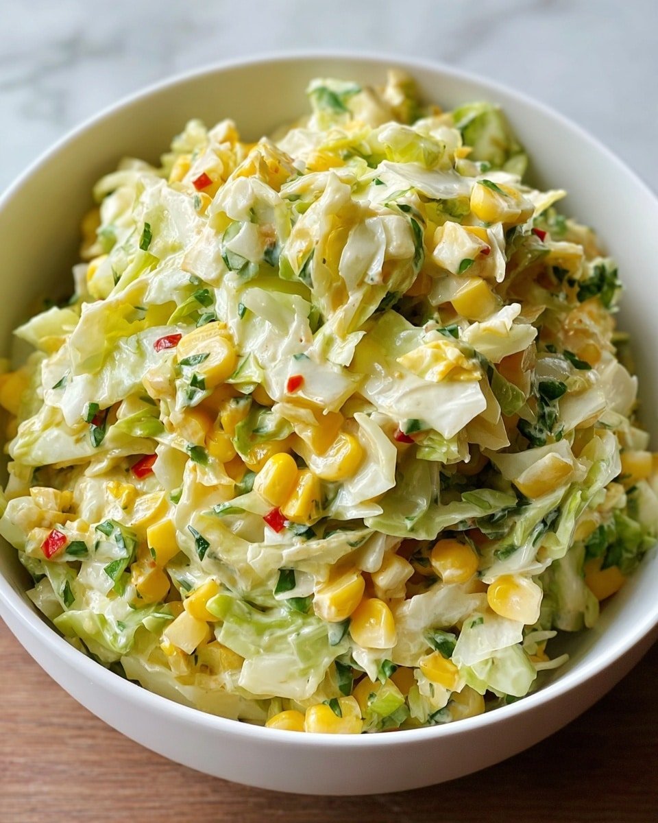 Spicy Jalapeno Corn Coleslaw Recipe - Recipe Image — Spicy Jalapeno Corn Coleslaw, spicy coleslaw recipe, jalapeno corn slaw, easy summer side dish, zesty vegetable salad