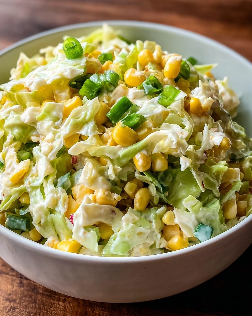 Spicy Jalapeno Corn Coleslaw Recipe - Recipe Image — Spicy Jalapeno Corn Coleslaw, spicy coleslaw recipe, jalapeno corn slaw, easy summer side dish, zesty vegetable salad
