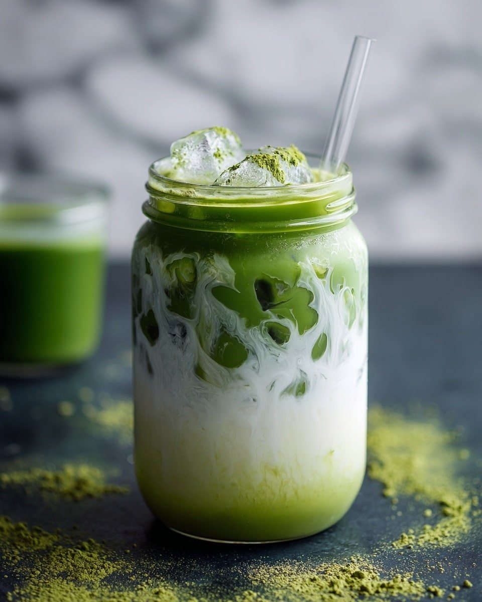 Iced Matcha Latte Recipe - Recipe Image — Iced Matcha Latte, matcha green tea drink, healthy iced coffee alternative, easy matcha beverage, refreshing green tea latte