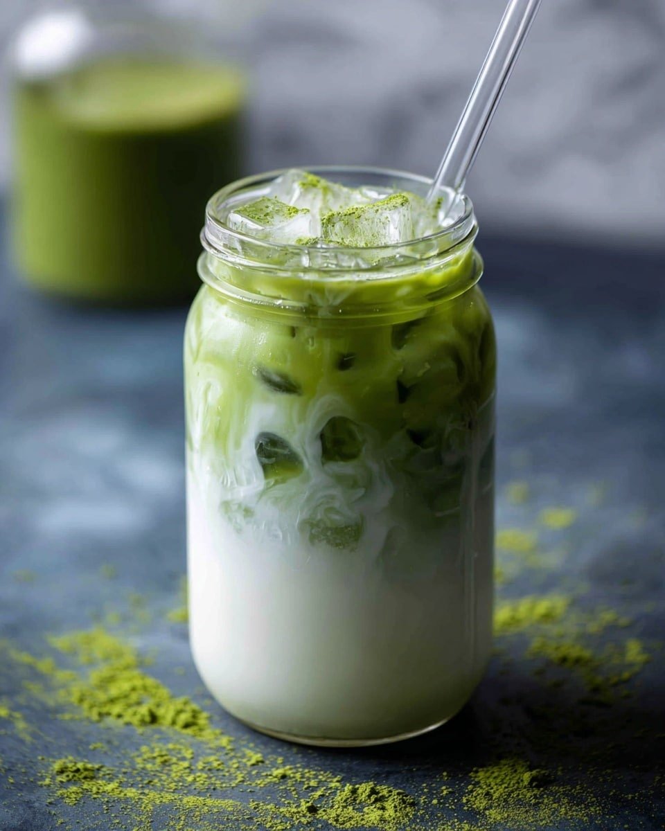 Iced Matcha Latte Recipe - Recipe Image — Iced Matcha Latte, matcha green tea drink, healthy iced coffee alternative, easy matcha beverage, refreshing green tea latte