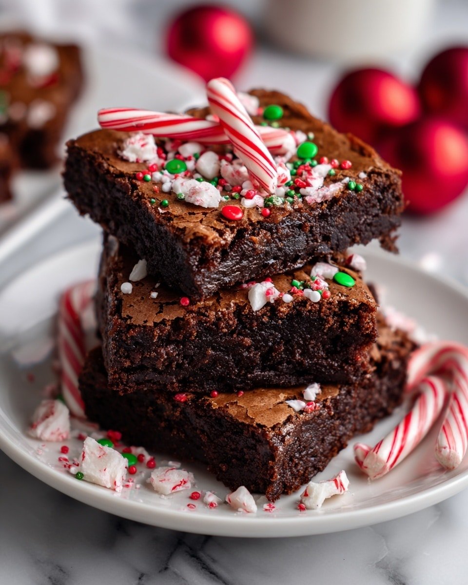 Candy Cane Brownies Recipe - Recipe Image — Candy Cane Brownies, peppermint fudge brownies, holiday brownie recipes, Christmas dessert ideas, festive brownie treats