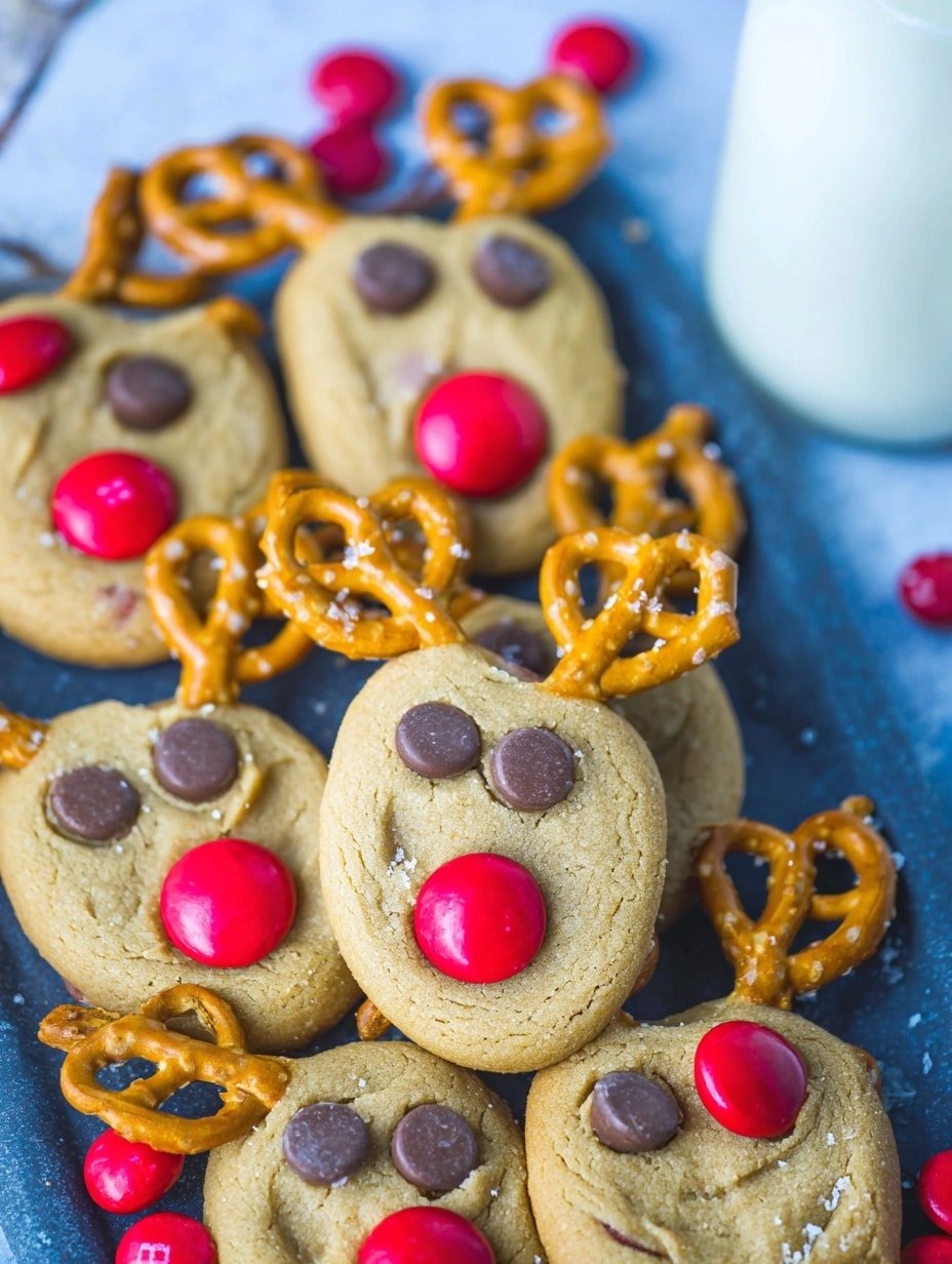 Reindeer Cookies Recipe - Recipe Image — Reindeer Cookies, festive holiday cookies, peanut butter cookies, Christmas treat ideas, easy holiday baking