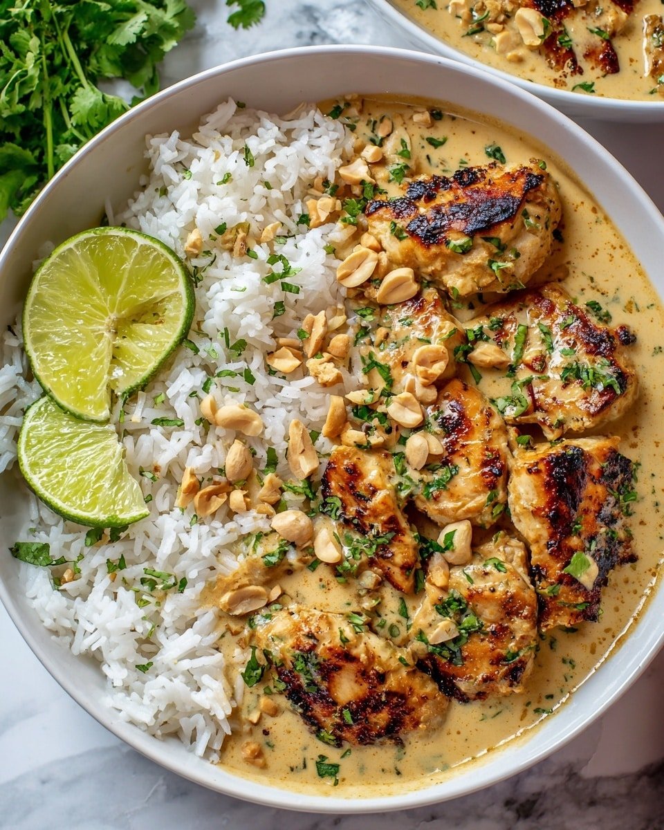 Thai Peanut Chicken Recipe - Recipe Image — Thai Peanut Chicken, Thai Chicken with Peanut Sauce, Easy Thai Chicken Dinner, Tropical Chicken Recipes, Creamy Thai Chicken