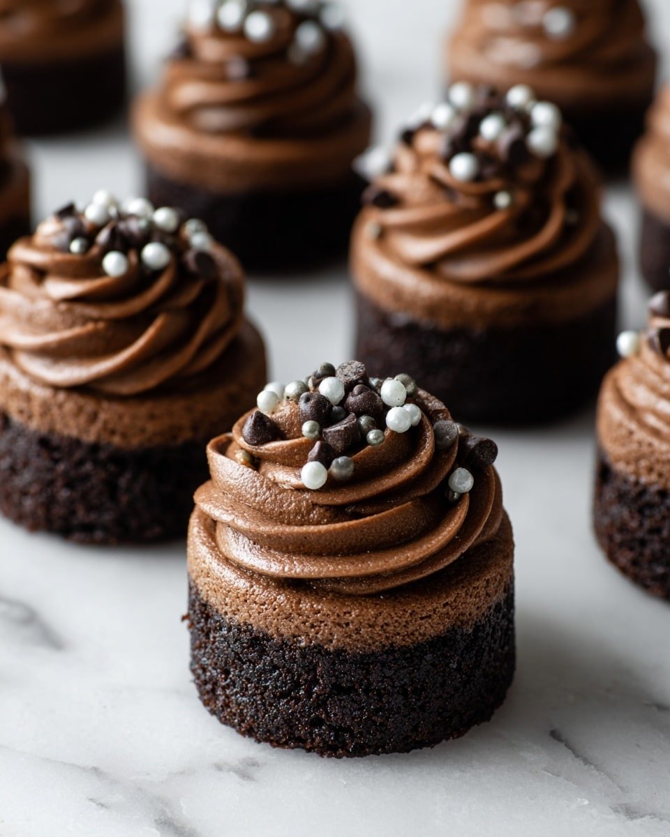 Brownie Petit Fours with Chocolate Ganache and Fleur de Sel Recipe - Recipe Image — Brownie Petit Fours with Chocolate Ganache and Fleur de Sel, elegant brownie bites, chocolate petit fours, decadent brownie desserts, gourmet chocolate treats