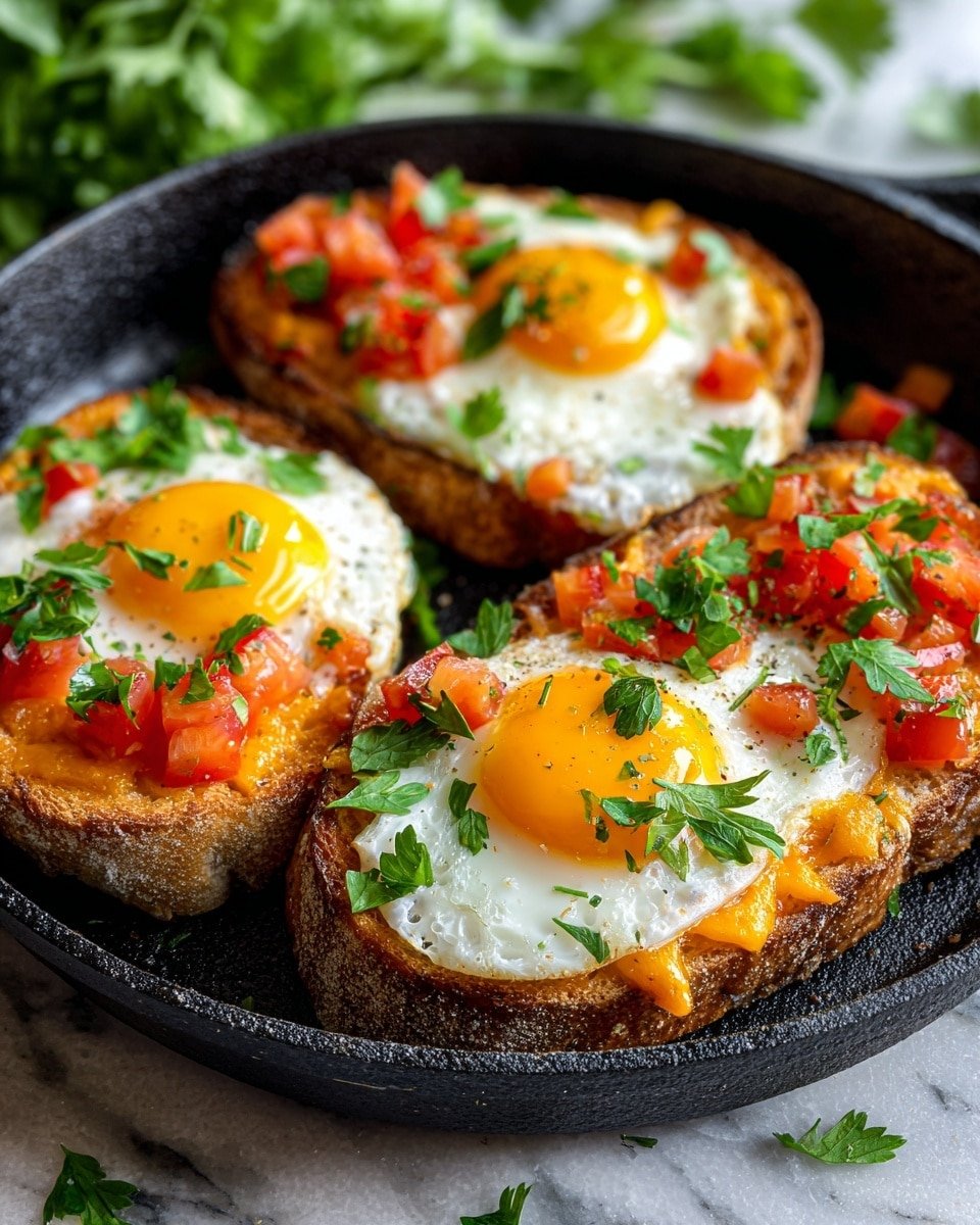 Shakshouka Toast with Eggs Recipe - Recipe Image — Shakshouka Toast with Eggs, savory shakshouka breakfast, easy shakshouka recipe, spicy tomato eggs, quick brunch ideas