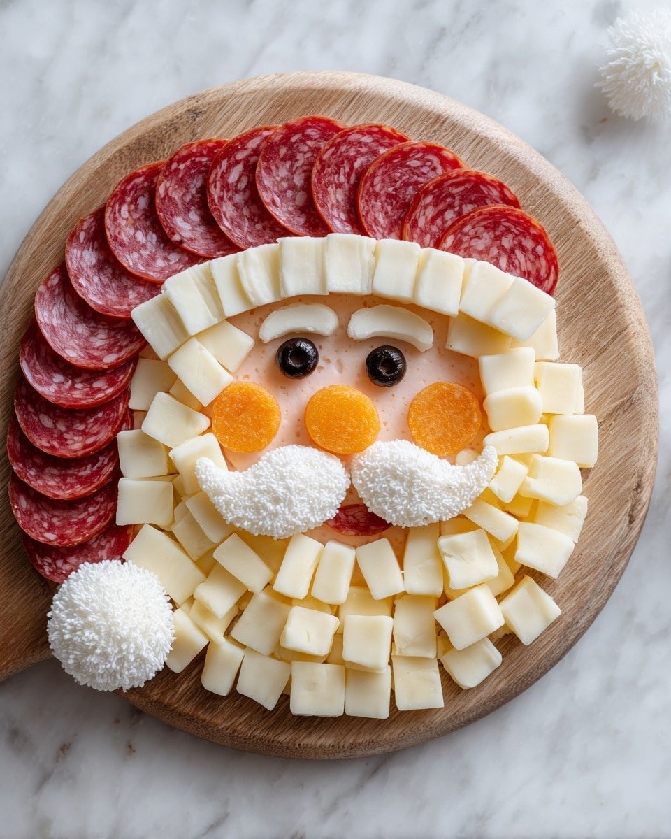 Santa Cheese Board – How to Make the Ultimate Christmas Party Appetizer Recipe - Recipe Image — Santa Cheese Board, Christmas party appetizer, festive cheese platter, holiday cheese arrangement, holiday cheese board ideas