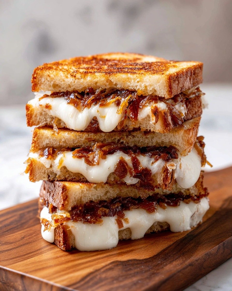 Bacon and Caramelized Onion Grilled Cheese Sandwiches Recipe - Recipe Image — Bacon and Caramelized Onion Grilled Cheese Sandwiches, gourmet grilled cheese recipes, easy bacon sandwich ideas, caramelized onion sandwich recipe, savory grilled cheese ideas