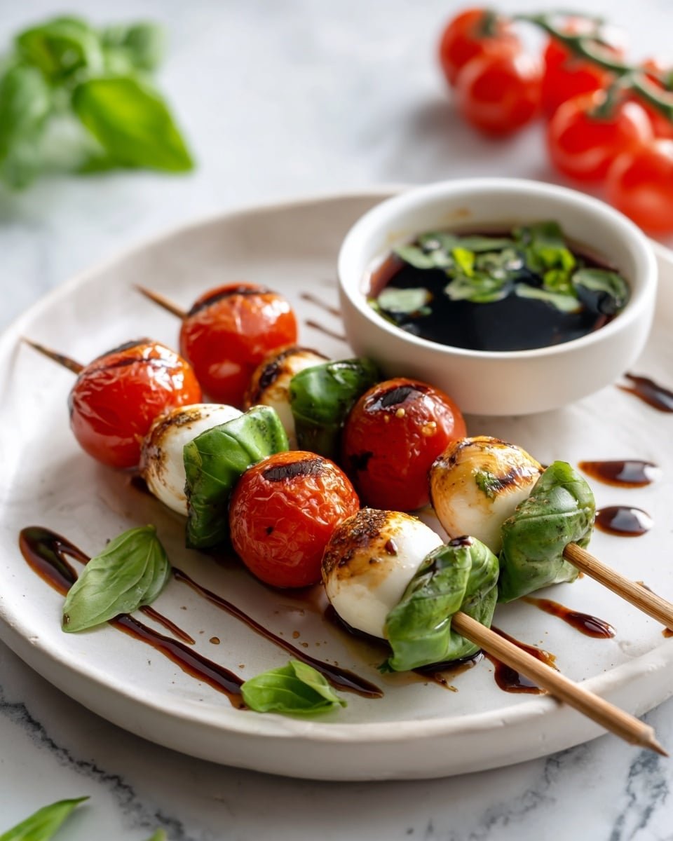 Caprese Skewer Bites – The Best Evening Snack Recipe - Recipe Image — Caprese Skewer Bites, Caprese Skewers appetizer, easy Caprese snacks, fresh evening snacks, tomato mozzarella basil bites