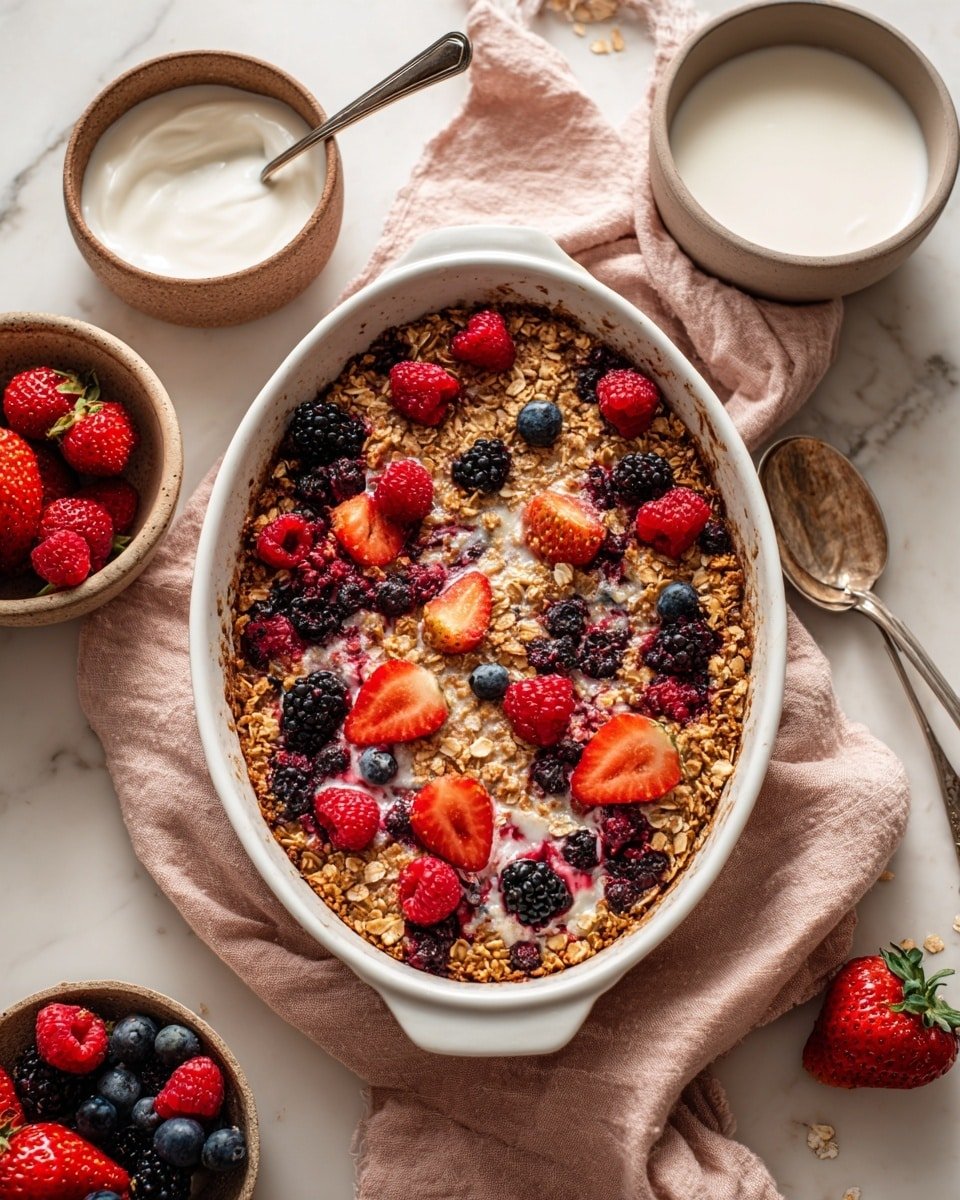 One-Pan Fluffy Mixed Berry Protein Oatmeal Recipe - Recipe Image — One-Pan Fluffy Mixed Berry Protein Oatmeal, healthy berry oatmeal for breakfast, quick protein-packed oatmeal, easy fruity oatmeal recipe, wholesome morning oatmeal