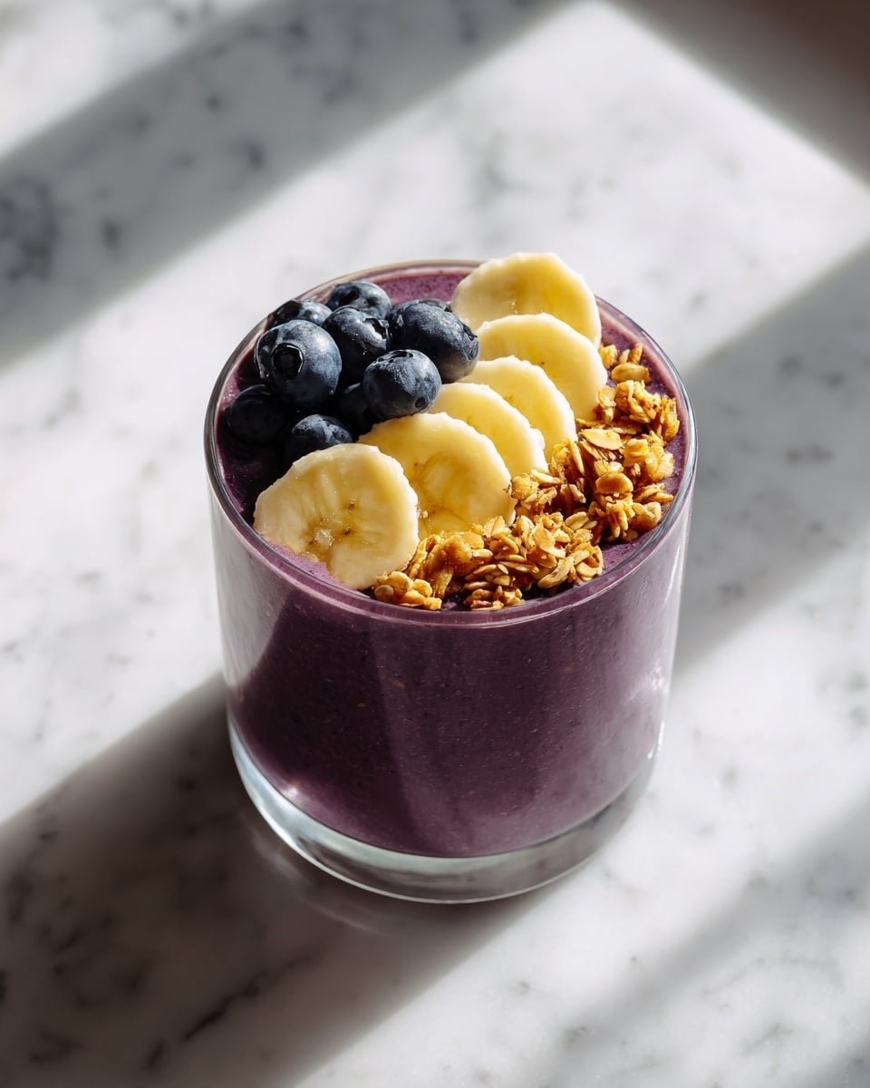 Vegan Blueberry Banana Smoothie Recipe - Recipe Image — Vegan Blueberry Banana Smoothie, healthy vegan smoothies, quick plant-based drinks, vegan fruit smoothies, smoothies for breakfast