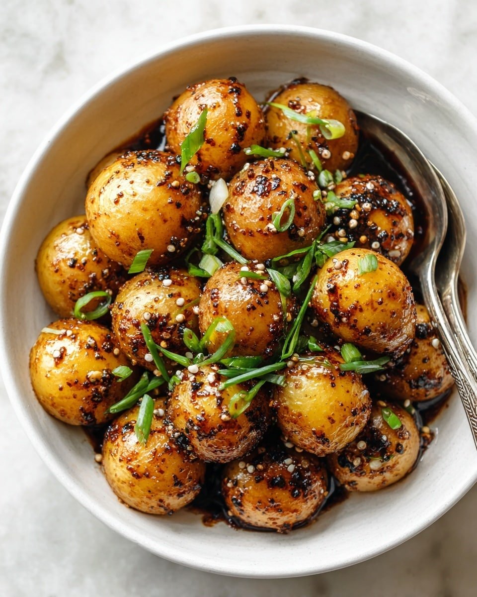 Honey Mustard Skillet Potatoes Recipe - Recipe Image — Honey Mustard Skillet Potatoes, crispy potato side dish, easy potato recipes, flavorful potato sides, honey mustard glazed potatoes