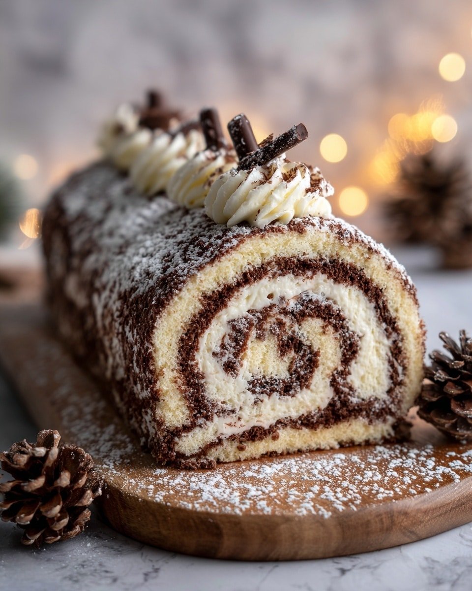 Indulgent Gourmet Tiramisu Yule Log Cake Recipe - Recipe Image — Indulgent Gourmet Tiramisu Yule Log, Christmas Yule Log Cake, Tiramisu Dessert Recipe, Holiday Yule Log, Festive Coffee Mascarpone Cake