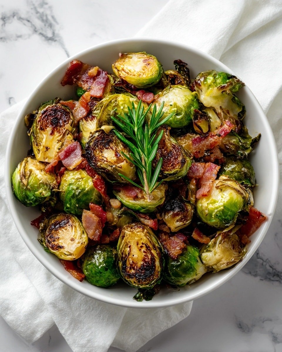 Roasted Brussels Sprouts with Bacon, Balsamic, and Maple Glaze Recipe - Recipe Image — Roasted Brussels Sprouts with Bacon, Balsamic, and Maple Glaze, Brussels sprouts side dish with bacon and balsamic, easy roasted Brussels sprouts with glaze, holiday Brussels sprouts recipe, savory roasted Brussels sprouts