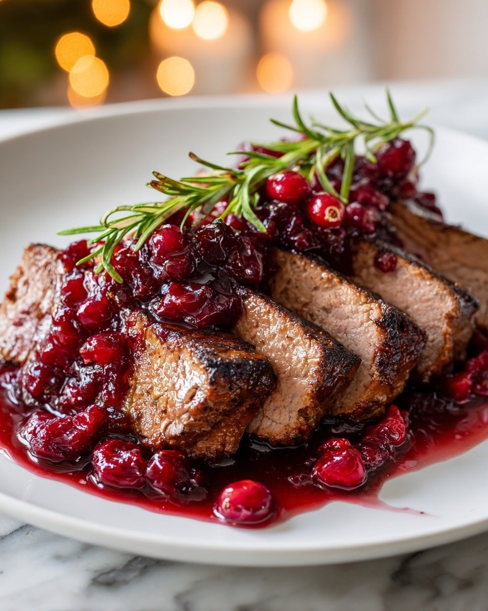 Pork Tenderloin with Cranberry Glaze Recipe - Recipe Image — Pork Tenderloin with Cranberry Glaze, baked pork tenderloin with cranberry sauce, holiday pork recipes, fall dinner ideas, easy pork tenderloin recipes