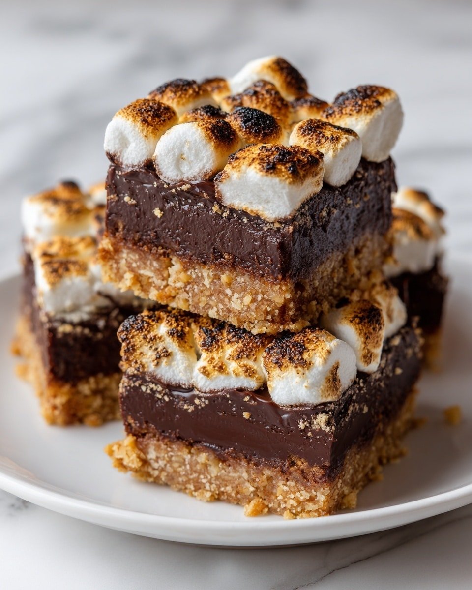 S'more Bars: No-Bake Chocolate Marshmallow Treats Recipe - Recipe Image — S'more Bars No-Bake Chocolate Marshmallow Treats, no-bake s'mores bars, easy s'mores dessert, chocolate marshmallow bars, quick campfire-inspired treats