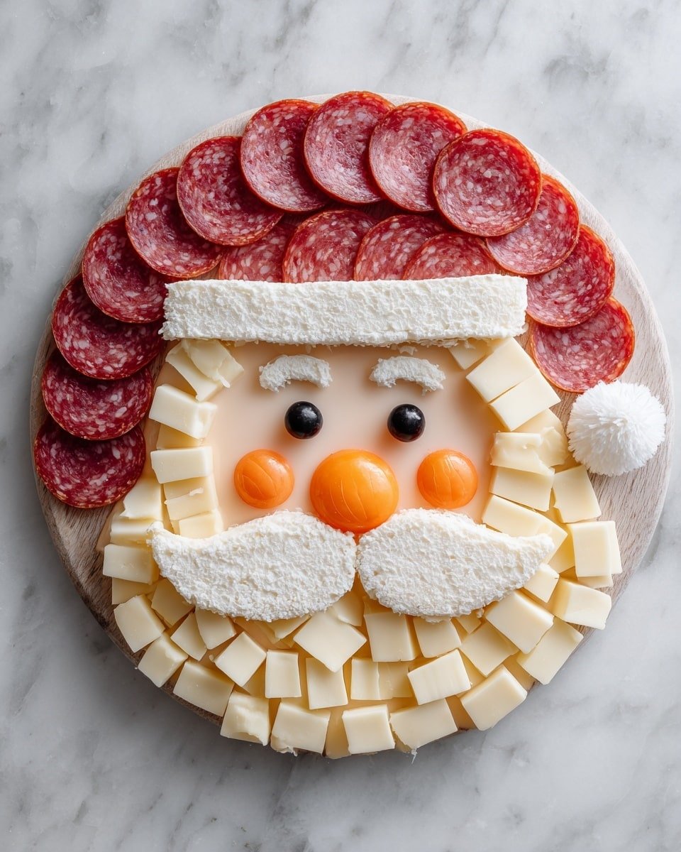 Santa Cheese Board – How to Make the Ultimate Christmas Party Appetizer Recipe - Recipe Image — Santa Cheese Board, Christmas party appetizer, festive cheese platter, holiday cheese arrangement, holiday cheese board ideas