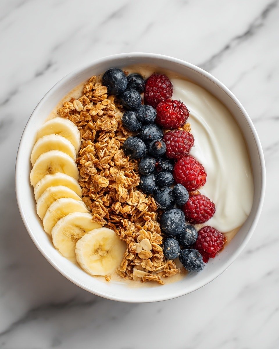 Yogurt Granola Bowl with Fresh Berries and Honey Recipe - Recipe Image — Yogurt Granola Bowl with Fresh Berries and Honey, healthy breakfast ideas, easy morning recipes, fruit and yogurt bowls, quick nutritious breakfast