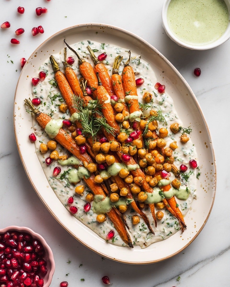 Honey Harissa Roasted Carrots with Pistachio Pesto and Herby Yogurt Recipe - Recipe Image — Honey Harissa Roasted Carrots with Pistachio Pesto and Herby Yogurt, roasted carrot side dish with harissa and pistachio pesto, easy roasted carrots recipe, flavorful carrot recipes, healthy roasted vegetable ideas