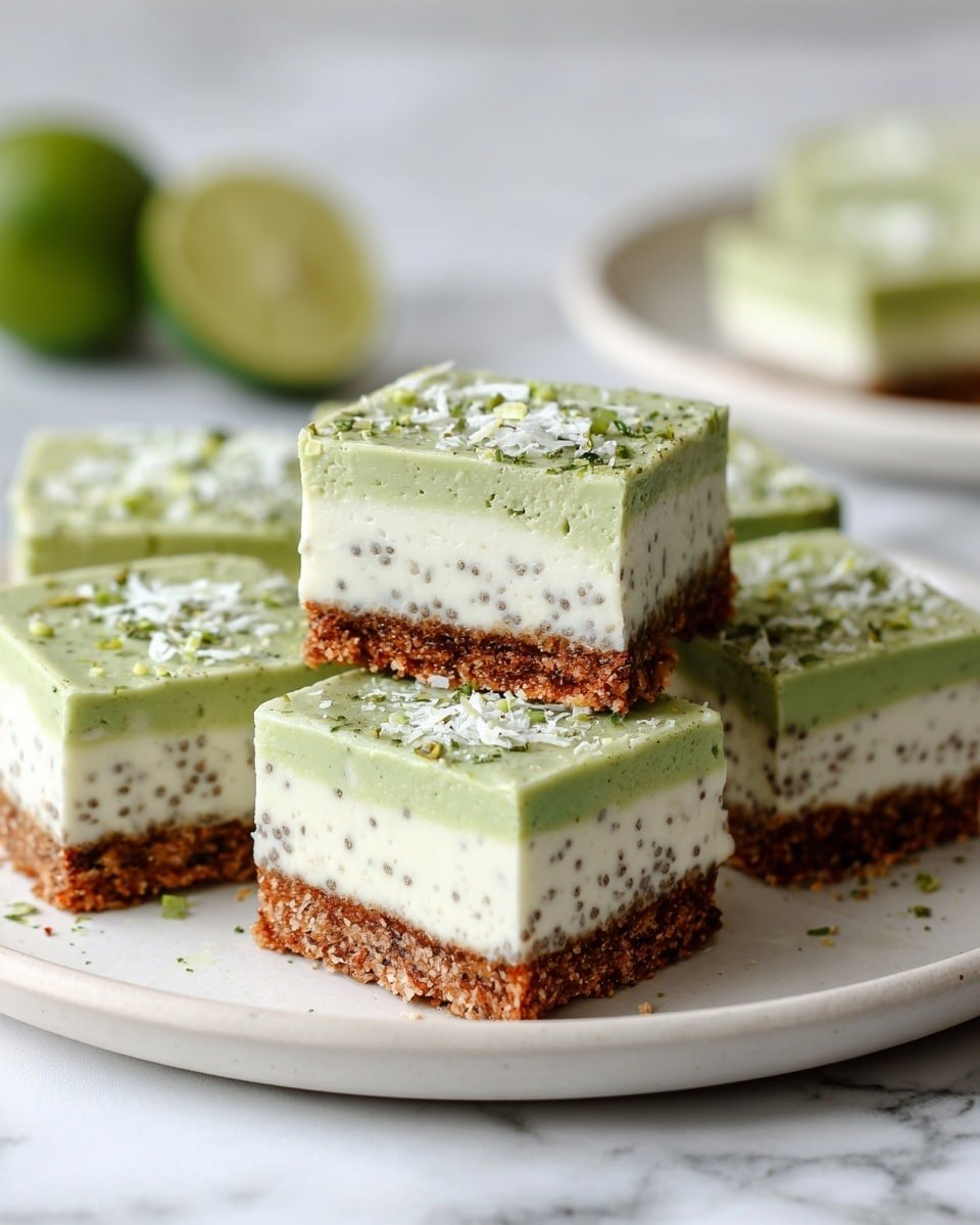 Refreshing No-Bake Chia Pudding Bars with Coconut and Lime Recipe - Recipe Image — Refreshing No-Bake Chia Pudding Bars with Coconut and Lime, healthy chia pudding bars, tropical no-bake dessert, coconut lime snack, easy no-bake treats