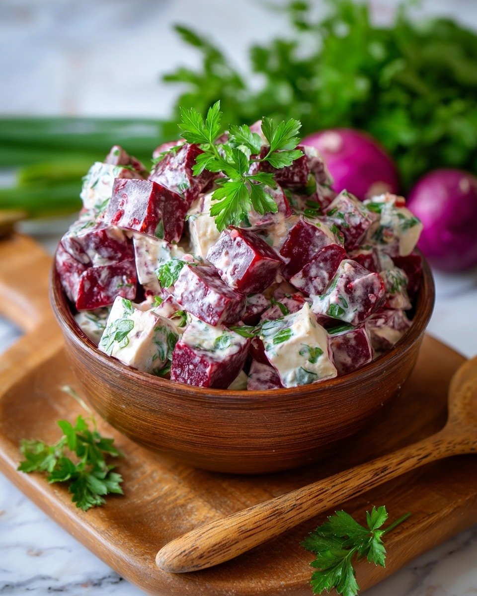 Creamy Beetroot Salad Recipe - Recipe Image — Creamy Beetroot Salad, vibrant beetroot salad, easy beetroot side dish, healthy beetroot salad recipe, flavorful beetroot salad