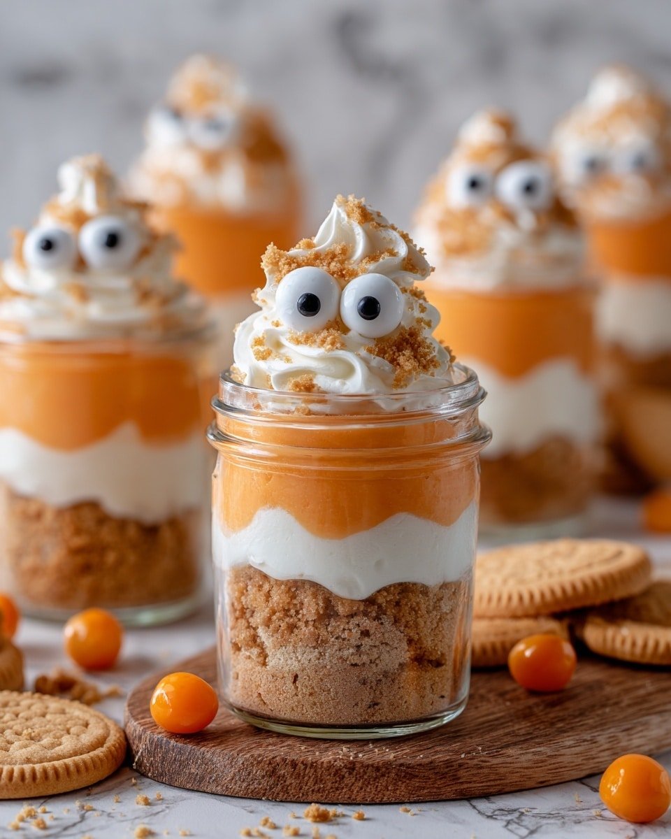 Spooky Pumpkin Cheesecake Jars – Cute, Creamy & Frightfully Delicious Recipe - Recipe Image — Spooky Pumpkin Cheesecake Jars, Halloween Pumpkin Cheesecake, Fall Pumpkin Cheesecake Dessert, No-Bake Pumpkin Cheesecake Cups, Cute Halloween Pumpkin Desserts
