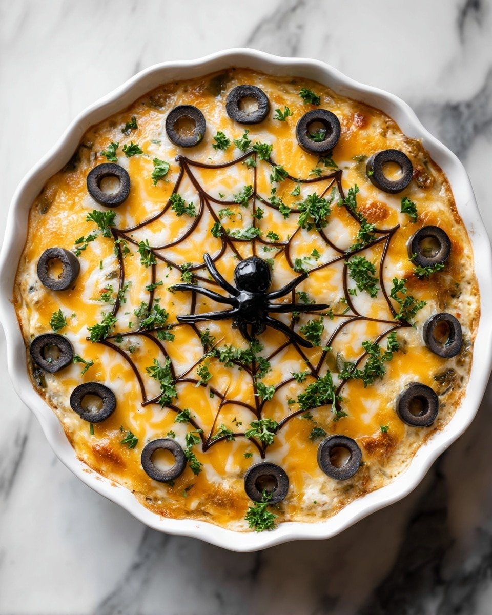 Spiderweb Taco Dip Recipe - Recipe Image — Spiderweb Taco Dip, festive taco dip, easy appetizer recipes, game day party snack, cheesy layered dip