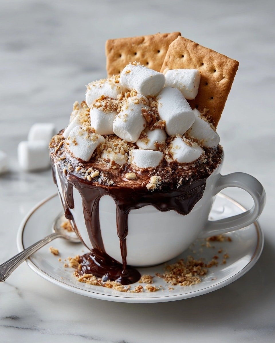 S’mores Whipped Hot Cocoa Recipe - Recipe Image — S’mores Whipped Hot Cocoa, hot cocoa with whipped cream, campfire-inspired hot chocolate, cozy hot cocoa recipes, easy s’mores hot drink
