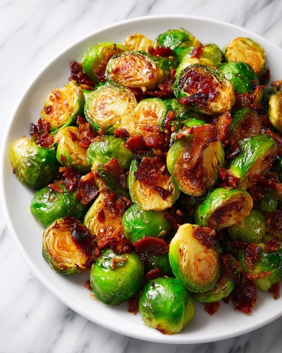 Roasted Brussels Sprouts with Bacon, Balsamic, and Maple Glaze Recipe - Recipe Image — Roasted Brussels Sprouts with Bacon, Balsamic, and Maple Glaze, Brussels sprouts side dish with bacon and balsamic, easy roasted Brussels sprouts with glaze, holiday Brussels sprouts recipe, savory roasted Brussels sprouts