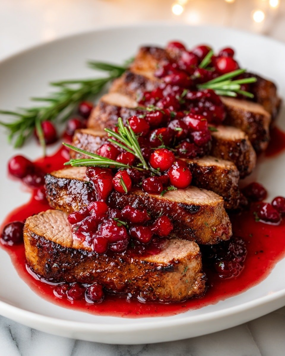 Pork Tenderloin with Cranberry Glaze Recipe - Recipe Image — Pork Tenderloin with Cranberry Glaze, baked pork tenderloin with cranberry sauce, holiday pork recipes, fall dinner ideas, easy pork tenderloin recipes