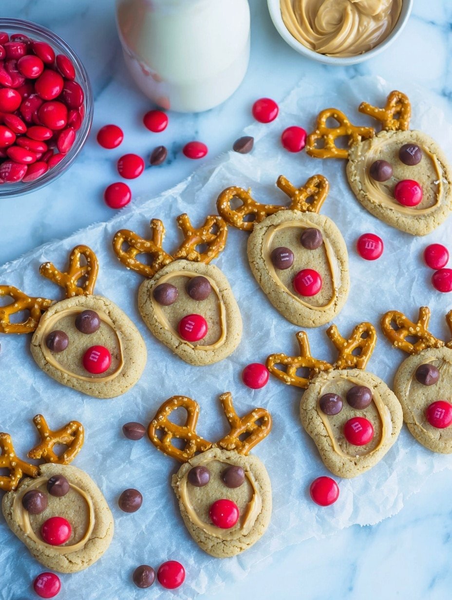 Reindeer Cookies Recipe - Recipe Image — Reindeer Cookies, festive holiday cookies, peanut butter cookies, Christmas treat ideas, easy holiday baking