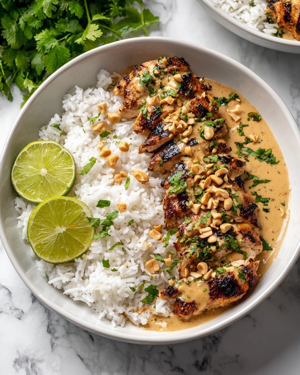 Thai Peanut Chicken Recipe - Recipe Image — Thai Peanut Chicken, Thai Chicken with Peanut Sauce, Easy Thai Chicken Dinner, Tropical Chicken Recipes, Creamy Thai Chicken