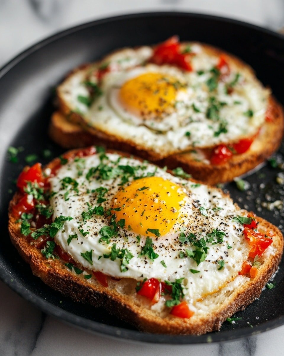 Shakshouka Toast with Eggs Recipe - Recipe Image — Shakshouka Toast with Eggs, savory shakshouka breakfast, easy shakshouka recipe, spicy tomato eggs, quick brunch ideas