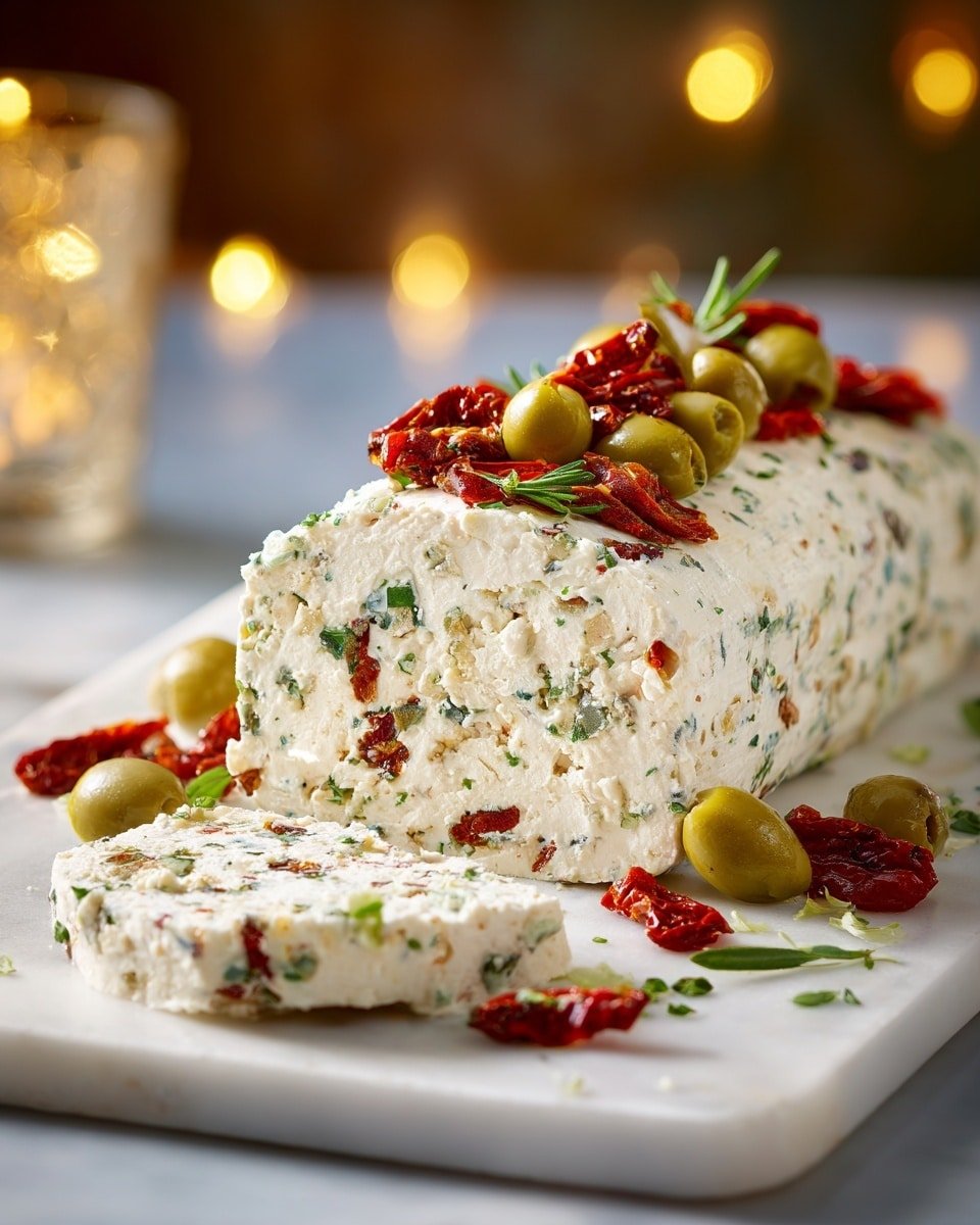Antipasto Cream Cheese Log Recipe - Recipe Image — Antipasto Cream Cheese Log, savory appetizer ideas, easy party appetizers, no-bake cheese log, holiday appetizer recipes