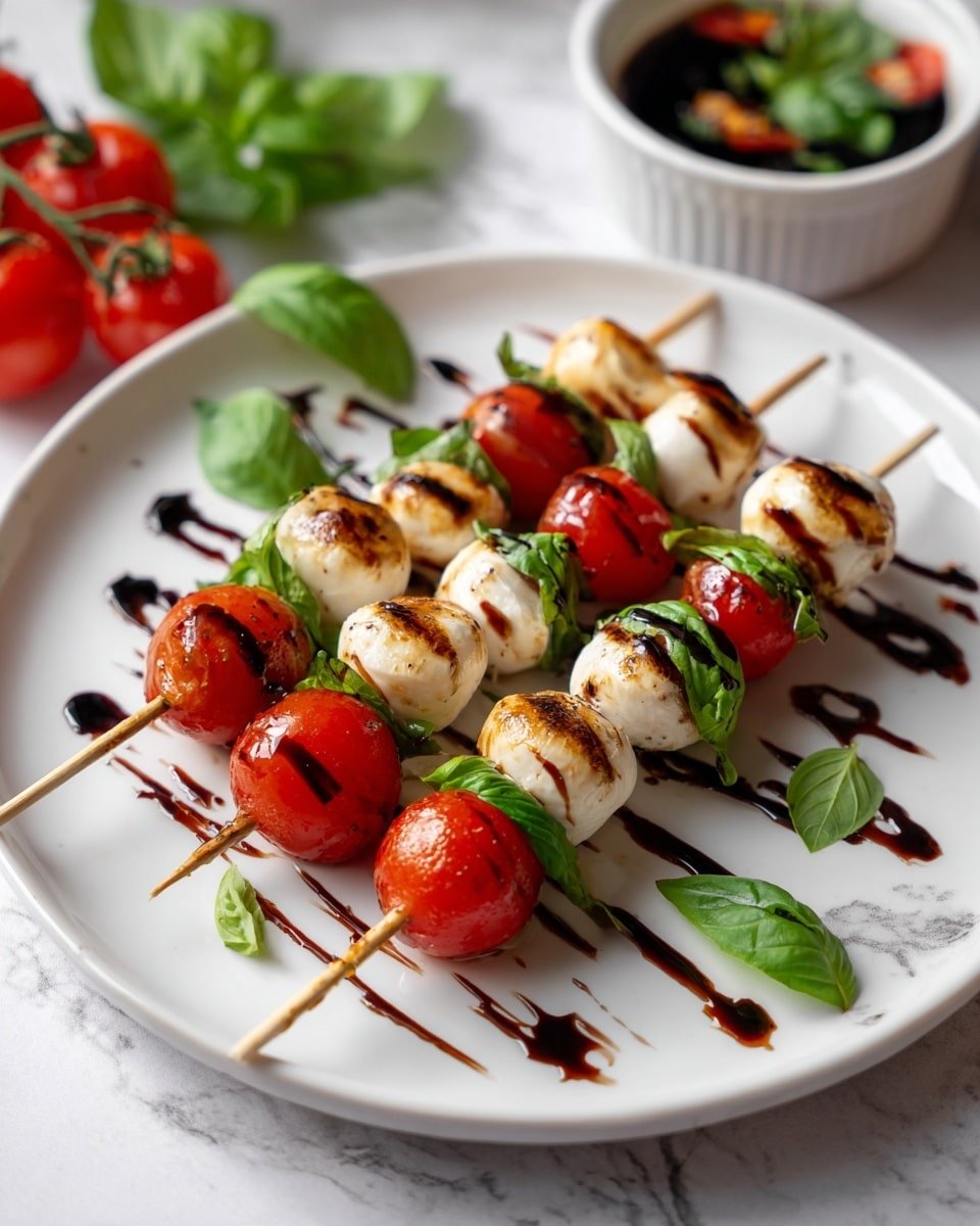 Caprese Skewer Bites – The Best Evening Snack Recipe - Recipe Image — Caprese Skewer Bites, Caprese Skewers appetizer, easy Caprese snacks, fresh evening snacks, tomato mozzarella basil bites