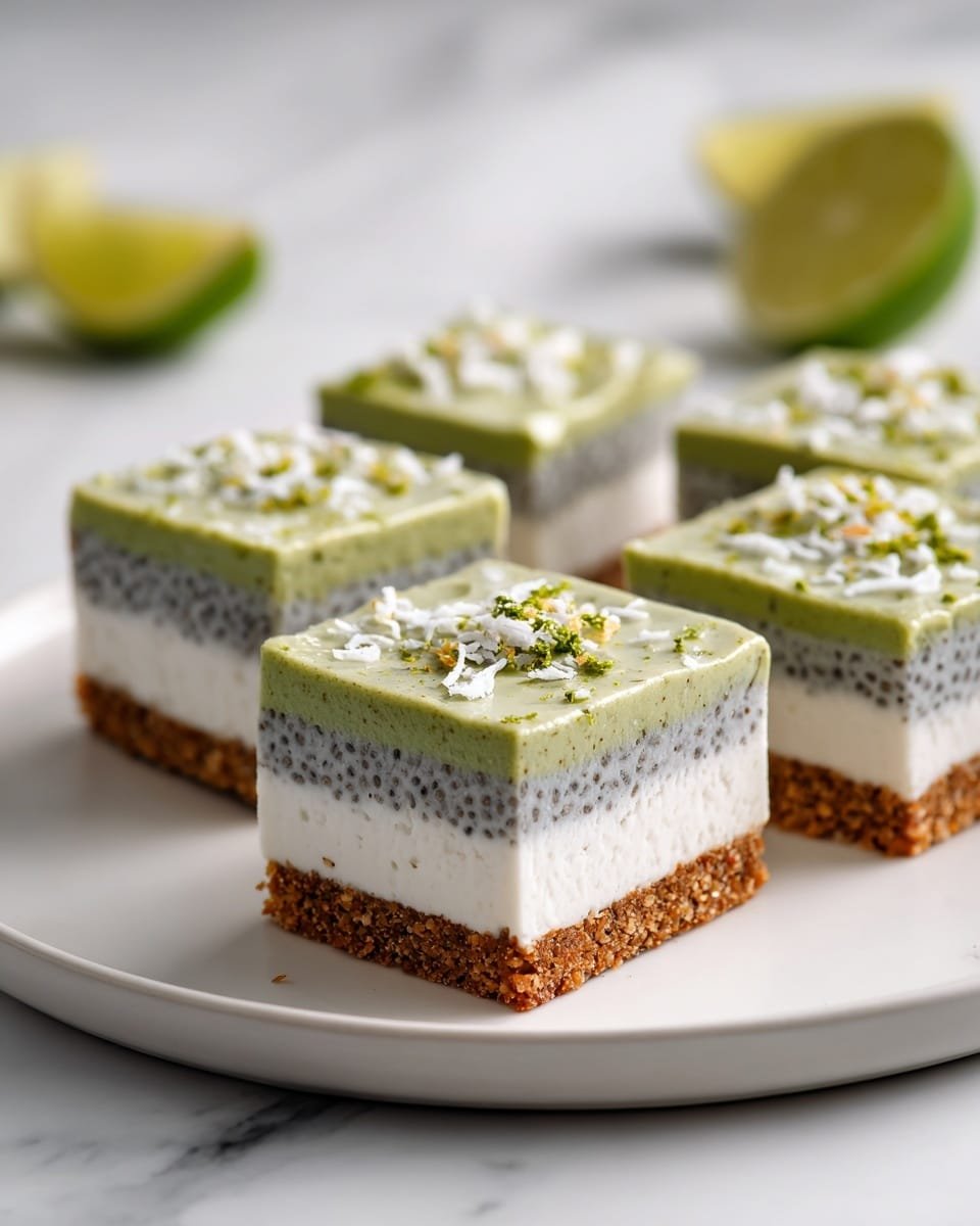 Refreshing No-Bake Chia Pudding Bars with Coconut and Lime Recipe - Recipe Image — Refreshing No-Bake Chia Pudding Bars with Coconut and Lime, healthy chia pudding bars, tropical no-bake dessert, coconut lime snack, easy no-bake treats