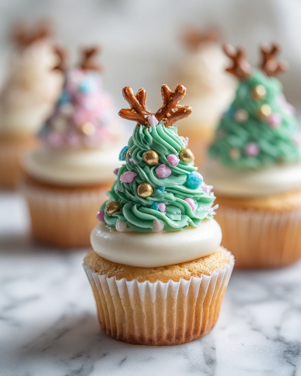 Christmas Tree Cupcakes Recipe - Recipe Image — Christmas Tree Cupcakes, festive holiday cupcakes, Christmas tree cupcake decoration, holiday cupcakes recipe, easy Christmas cupcakes