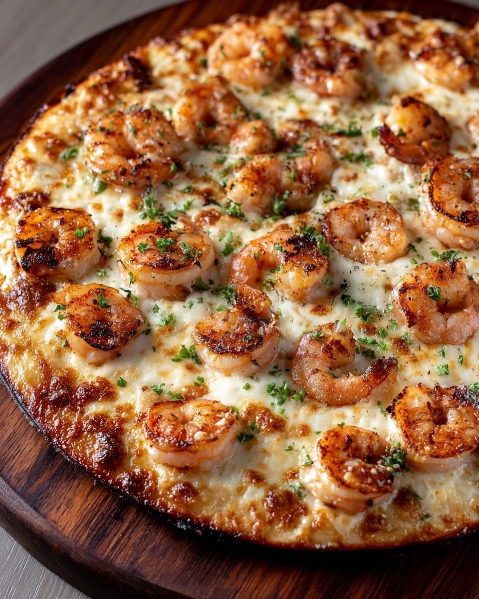 Shrimp Scampi Flatbread Recipe - Recipe Image — Shrimp Scampi Flatbread, shrimp flatbread recipe, garlic shrimp flatbread, seafood flatbread dinner, easy shrimp flatbread