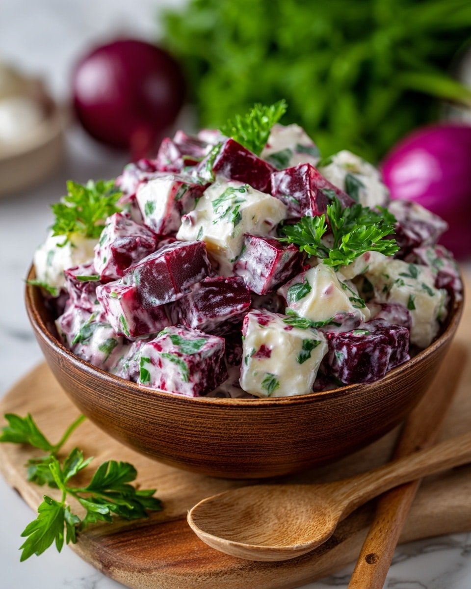 Creamy Beetroot Salad Recipe - Recipe Image — Creamy Beetroot Salad, vibrant beetroot salad, easy beetroot side dish, healthy beetroot salad recipe, flavorful beetroot salad