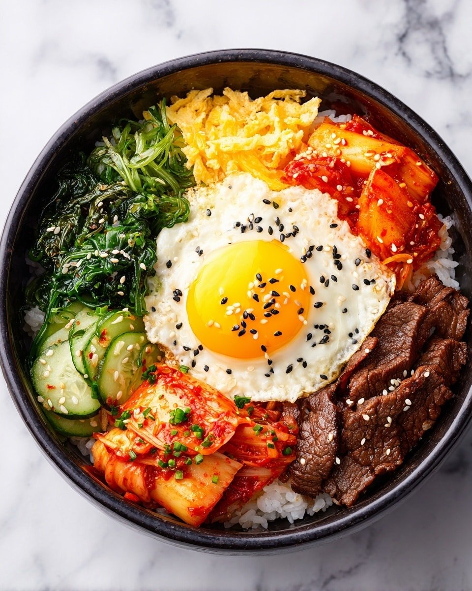 Easy Korean Beef Bibimbap Recipe That Bursts With Flavor Recipe - Recipe Image — Easy Korean Beef Bibimbap, Korean Beef Bibimbap, Bibimbap with Marinated Beef, Korean Rice Bowl, Flavorful Bibimbap Recipe