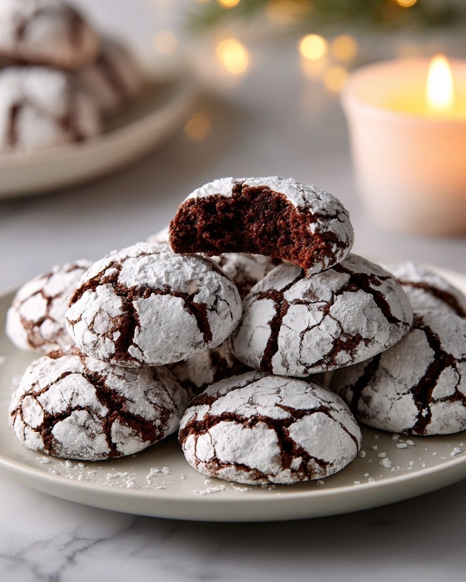 Classic Chocolate Snowball Cookies Recipe - Recipe Image — Classic Chocolate Snowball Cookies, chocolate snowball cookies, holiday snowball cookies, cocoa nut cookies, powdered sugar snowballs