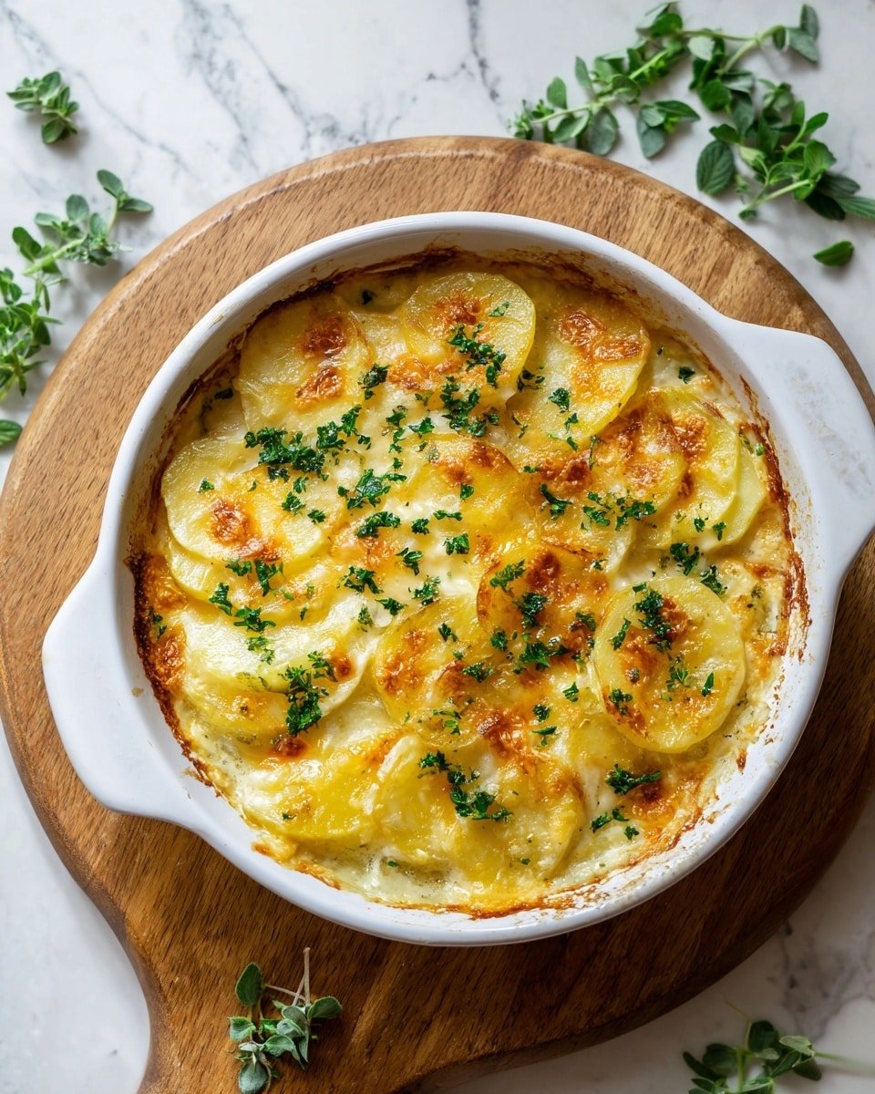 Creamy Potato Au Gratin Recipe - Recipe Image — Creamy Potato Au Gratin, cheesy potato casserole, baked potato side dish, decadent potato bake, comfort food potato recipe
