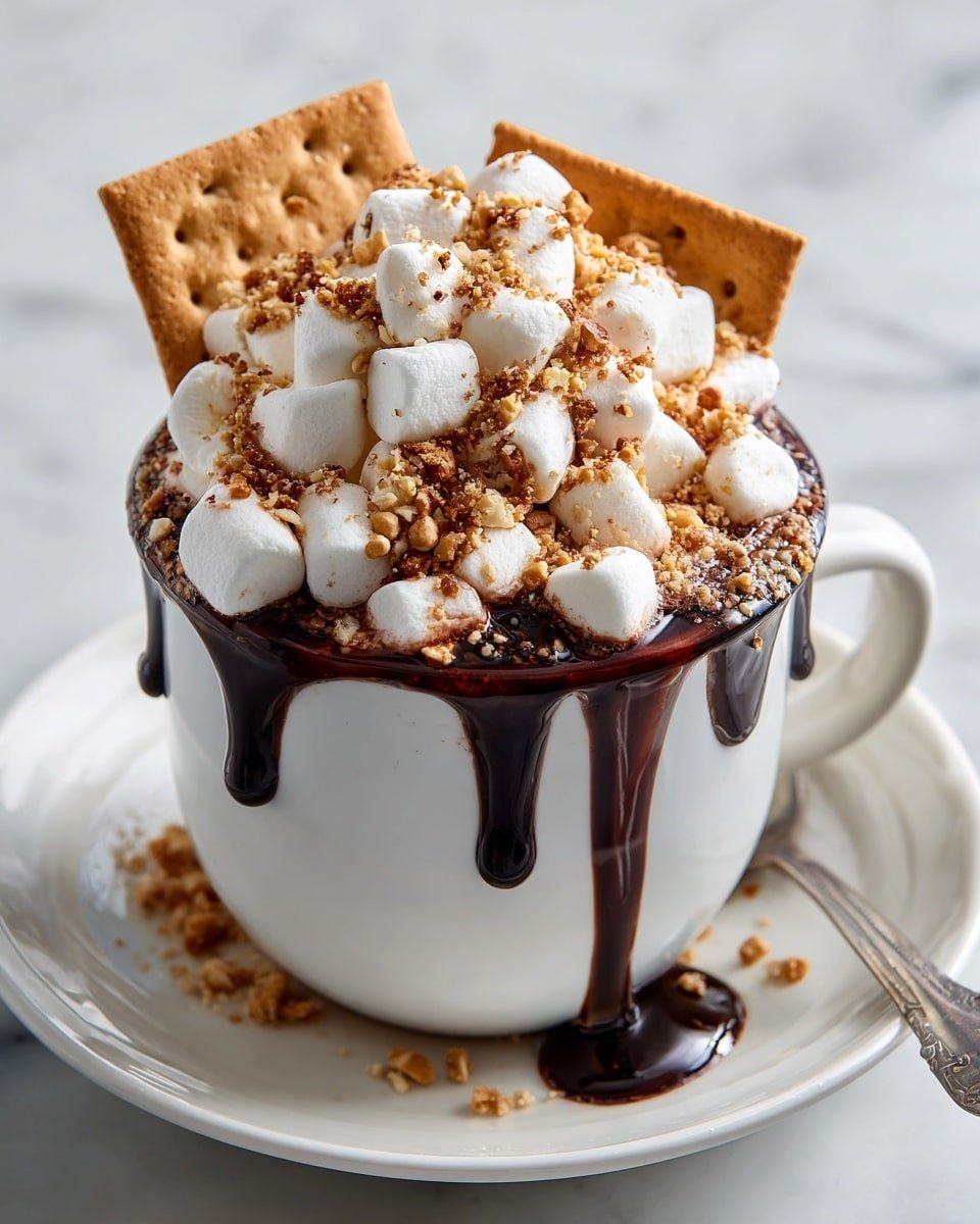 S’mores Whipped Hot Cocoa Recipe - Recipe Image — S’mores Whipped Hot Cocoa, hot cocoa with whipped cream, campfire-inspired hot chocolate, cozy hot cocoa recipes, easy s’mores hot drink