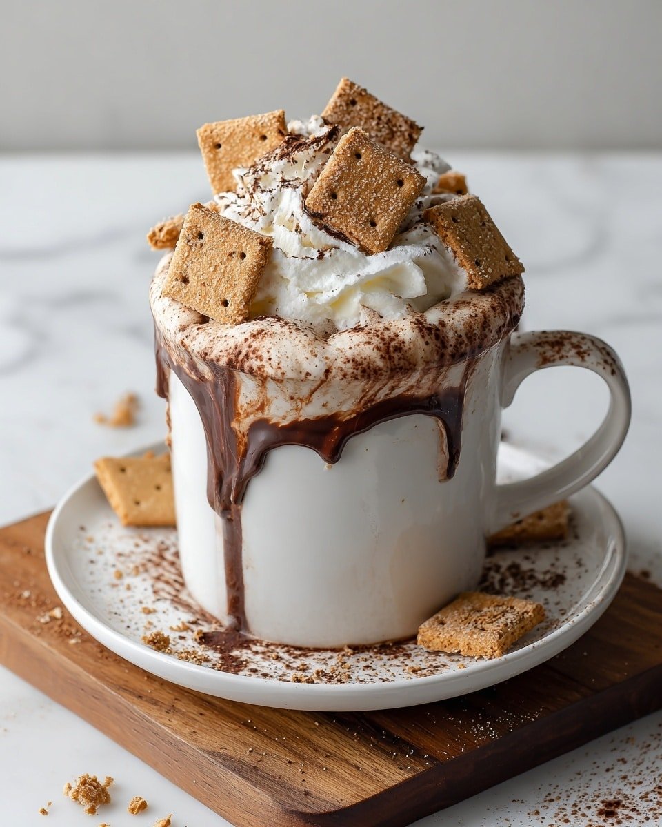 S’mores Whipped Hot Cocoa Recipe - Recipe Image — S’mores Whipped Hot Cocoa, hot cocoa with whipped cream, campfire-inspired hot chocolate, cozy hot cocoa recipes, easy s’mores hot drink