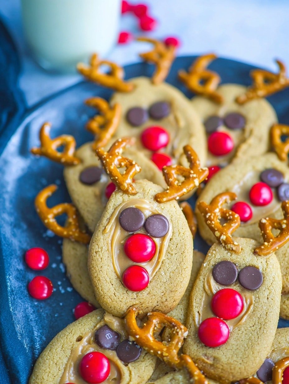 Reindeer Cookies Recipe - Recipe Image — Reindeer Cookies, festive holiday cookies, peanut butter cookies, Christmas treat ideas, easy holiday baking