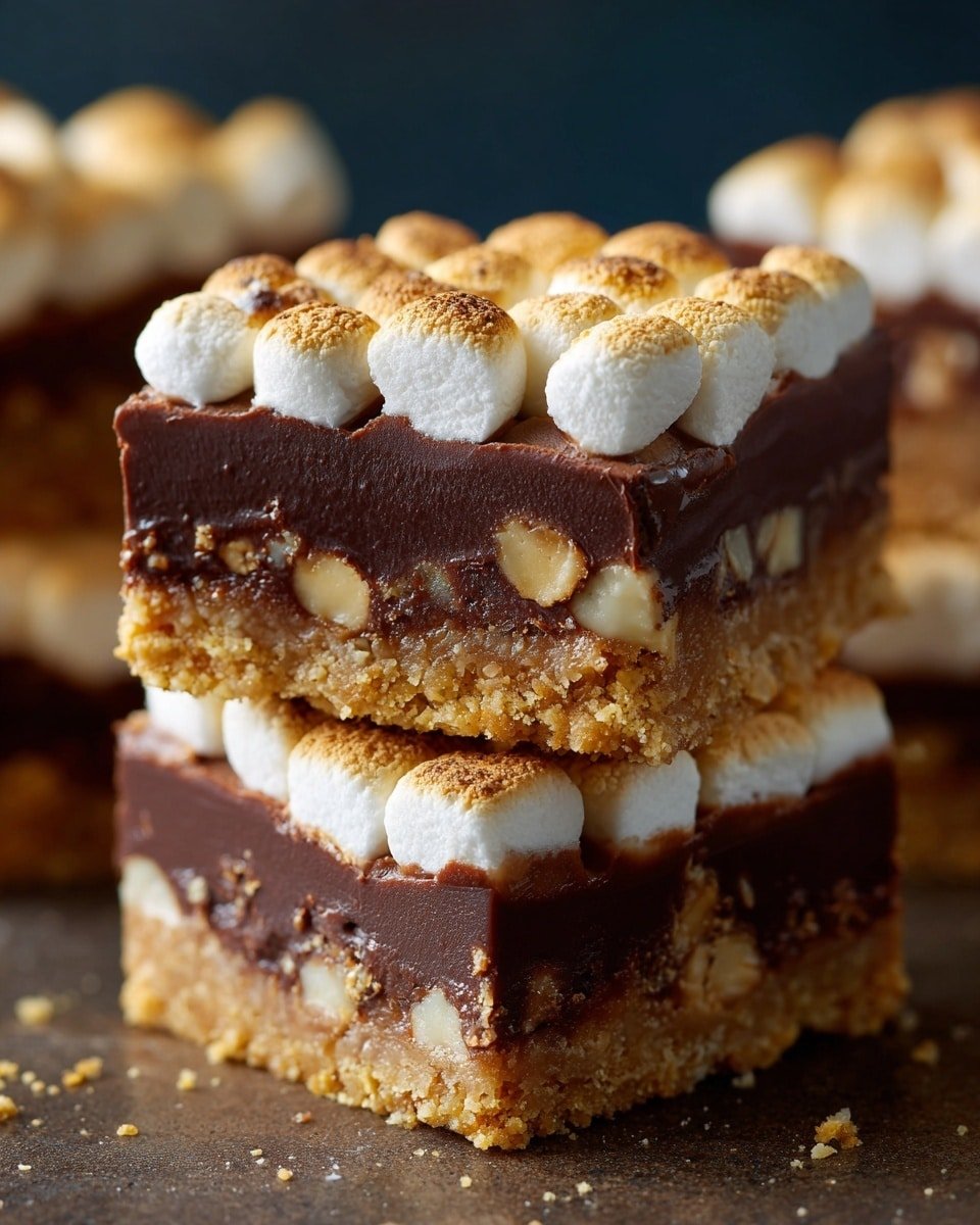 S'more Bars: No-Bake Chocolate Marshmallow Treats Recipe - Recipe Image — S'more Bars No-Bake Chocolate Marshmallow Treats, no-bake s'mores bars, easy s'mores dessert, chocolate marshmallow bars, quick campfire-inspired treats
